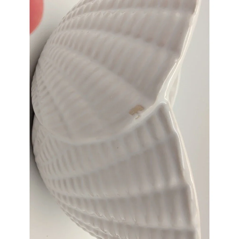 Vtg Seashell Planter White Clam  Nautical Coastal